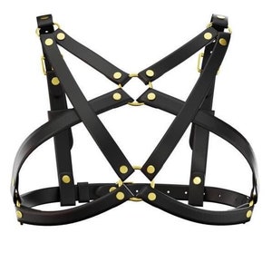 Chest Harness Bra, Cage Bra Harness Top, Harnesses for Women, Halloween Harness, Bust Harness Bra, Bondage Harness, Black Leather Harness