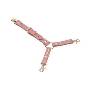 Pink Premium Leather Connector, BDSM Connector, Three Way connector, Adjustable Leather Connectors, Hog-Tie Hardware Connectors, Restraints