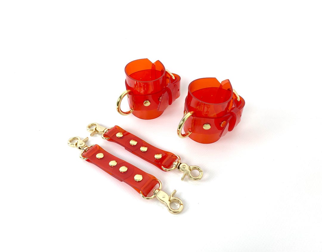 Transparent Red Handcuffs, Wrist Cuffs, PVC Cuffs, Handcuffs With ...
