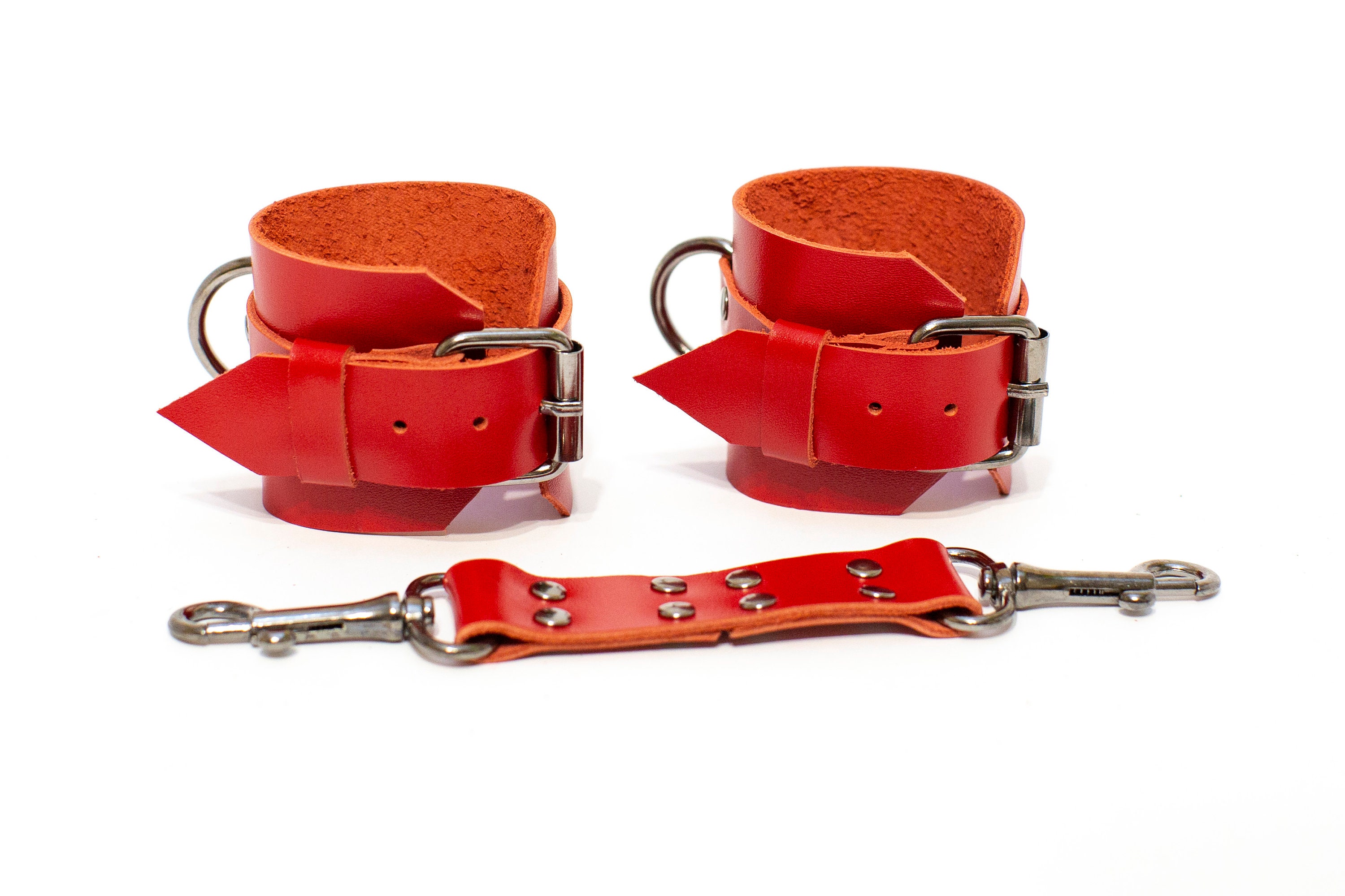 Red Leather Handcuffs Leather Handcuffs Slave Bracelet Etsy