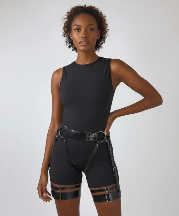 BELLY Waist Belt Leather Strap Body Harness Leg Garter Bondage Cosplay BDSM NEW Sexy Full Body Harness, Adjustable Leather Bondage Harness  main image 4