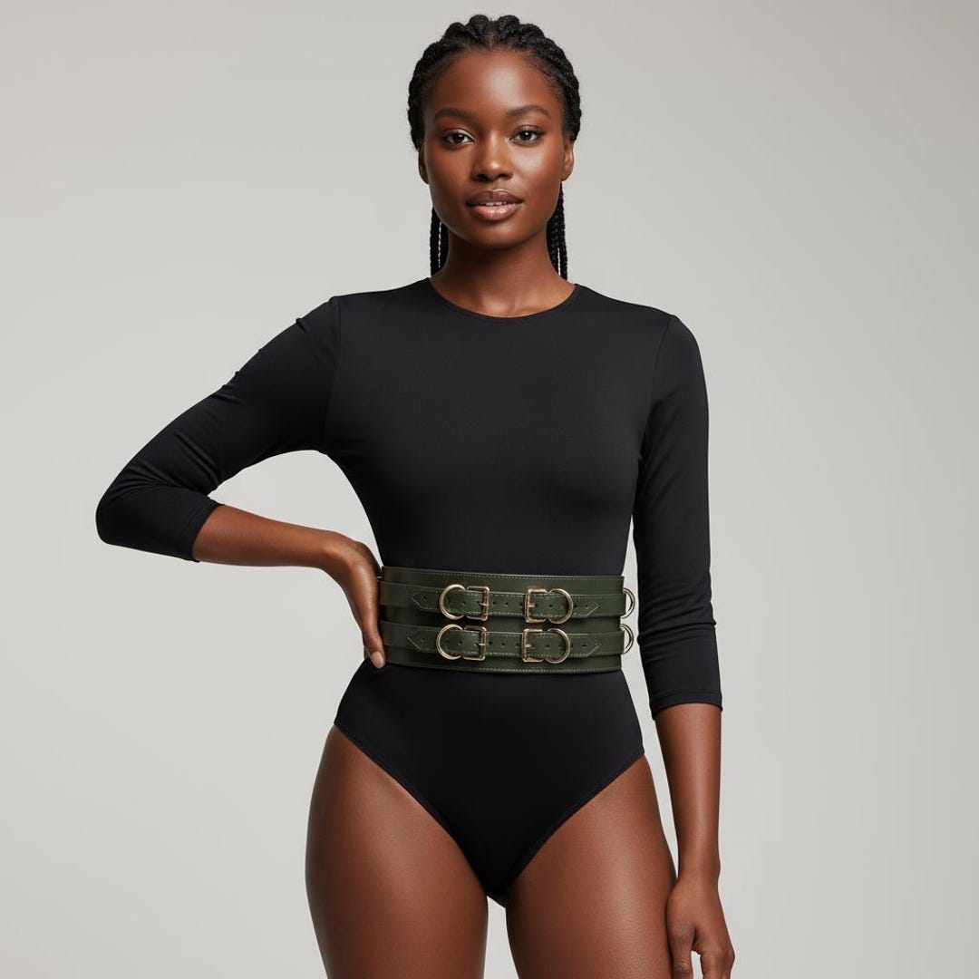 EXQUISITE Sz S Black braided leather waist cinching, bondage style belt BDSM Exclusive_Black_Leather_Bondag  main image 4