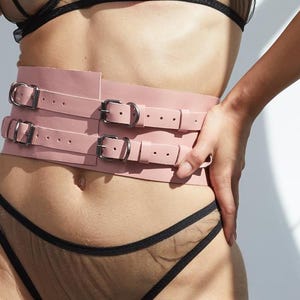 Leather Waist Belt Women, Pink Harness Belt, Pink Harness Bondage, Waist Harness Woman, Plus Size Harness, Leather Harnesses for Women