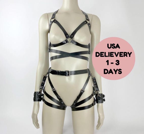 Bdsm Body Bondage Lingerie Sexy imbracatura in pelle catena reggiseno gotico Bralette Punk erotico Rave cintura cintura pettorali intimo Top / Intimo donna