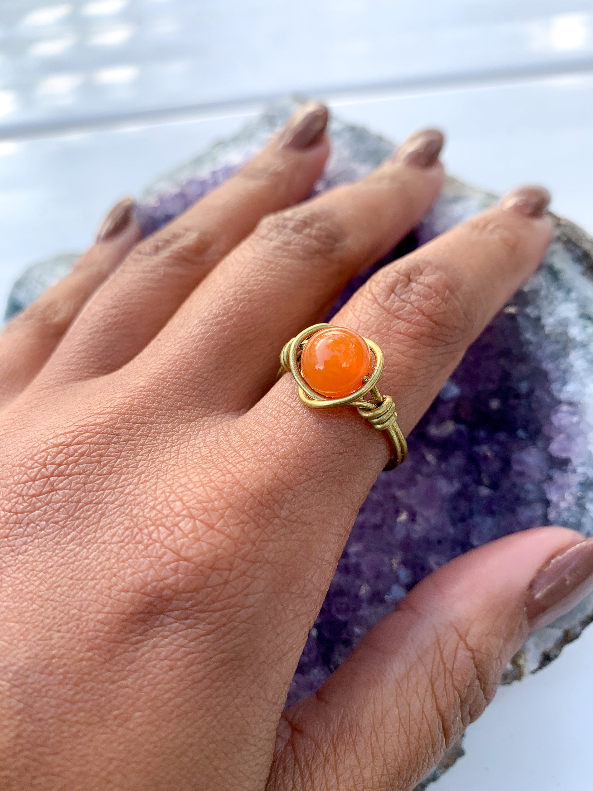 Orange calcite hotsell ring