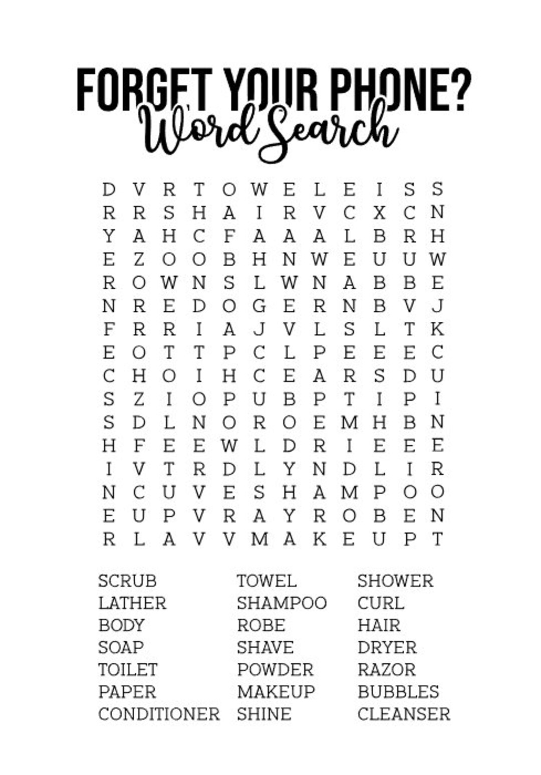 Bathroom Word Search SVG Digital Download Etsy