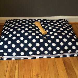Navy Polka Dot Durable Dog Bed Duvet/Replacement Cover with Heavy Duty Zipper