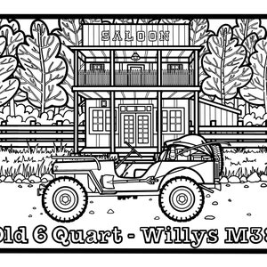 Willys Jeep Coloring Page Old 6 Quart | Etsy