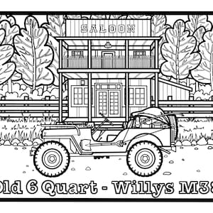 Willys Jeep Coloring Page Old 6 Quart | Etsy