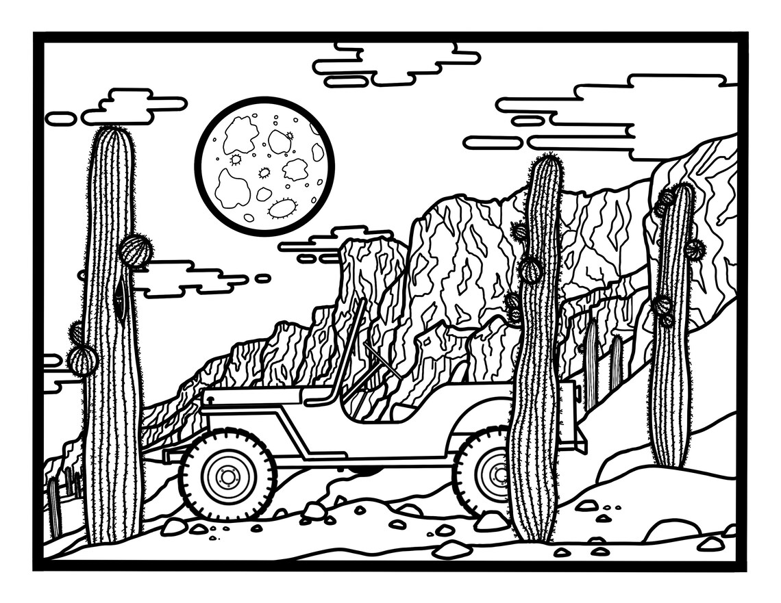 Willys Jeep Coloring Page Little Red Jeep | Etsy
