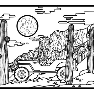 Willys Jeep Coloring Page Little Red Jeep | Etsy
