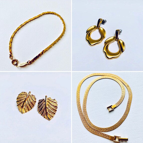 Signed Napier gold bracelet necklace chain link go