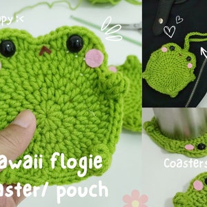 Crochet Pattern Coaster Frog Coaster 2 in 1 Pattern Amigurumi Pattern Tutorial Crochet Cute bag pouch Pattern