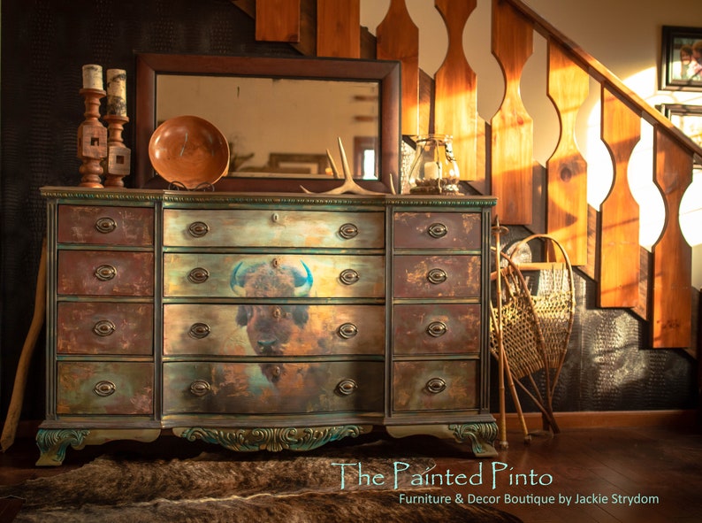 SOLD OUT Rustic Hand Painted Dresser Mountain Ranch image 0