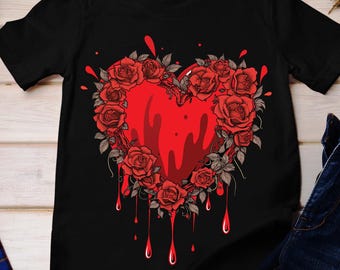 Red Roses Heart T-Shirt: Valentine's Day Unisex Jersey