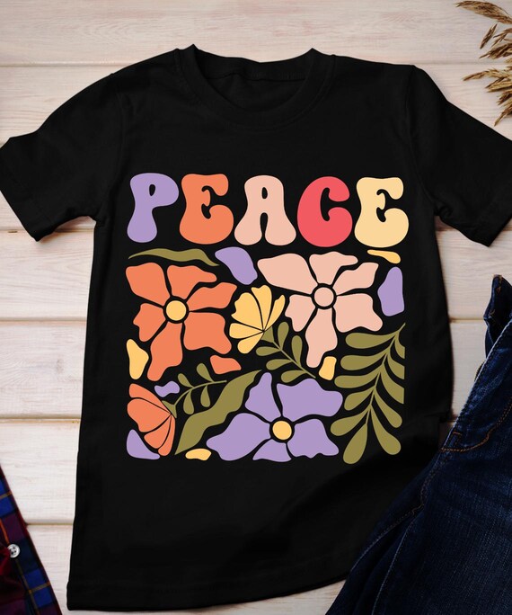 Peace Flower Power T-shirt: Retro Hippie Style Unisex Tee