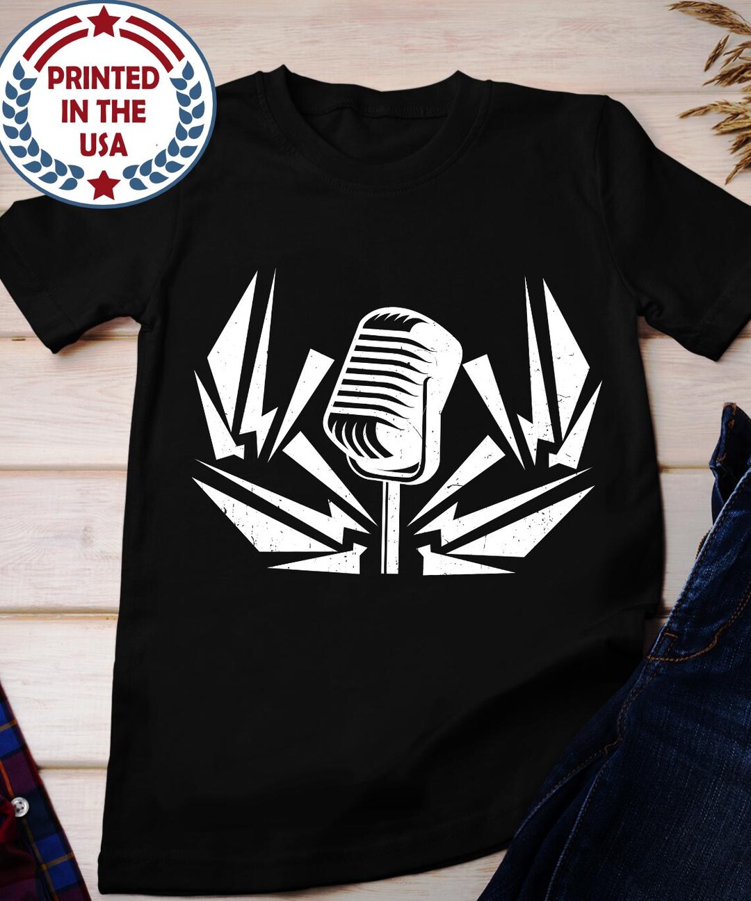 Retro Microphone Graphic Tee: Musician Gift - Etsy