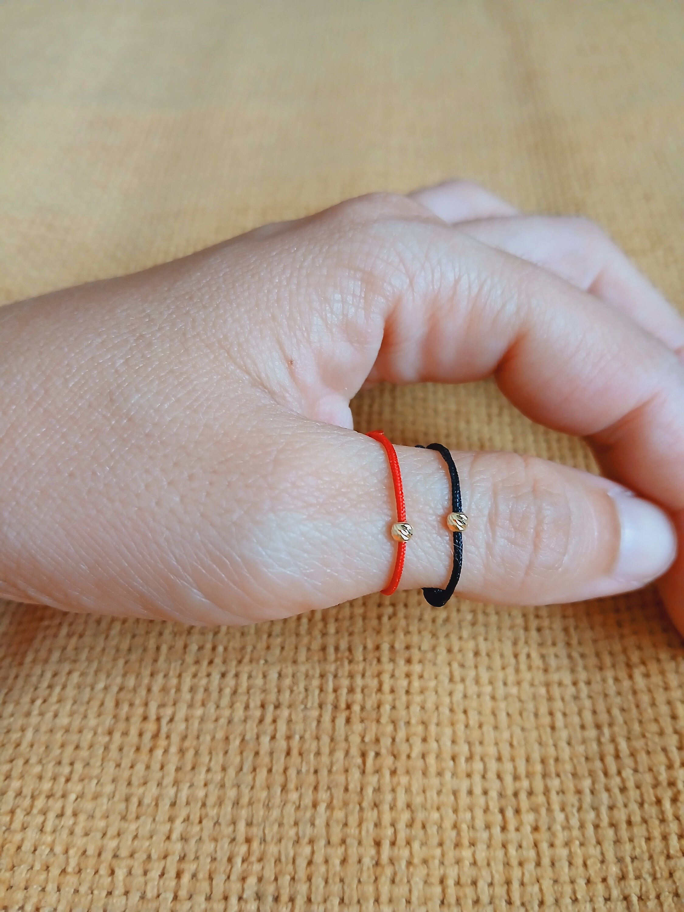 String With Ring Red String Ring With 14k Gold Bead, Luck and Protection - Etsy