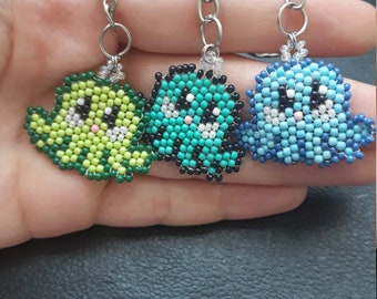 Schlüsselanhänger "COLORED OCTOPUS", Handmade Schlüsselanhänger aus Perlen, Beim Kauf 2Stk + 1Stk Geschenk