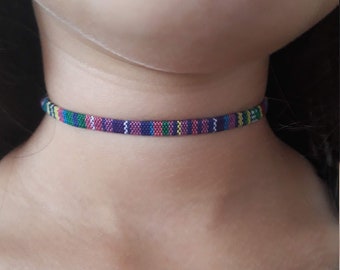 Boho and hippie style choker, Colorful festival choker for women, Waterproof necklace