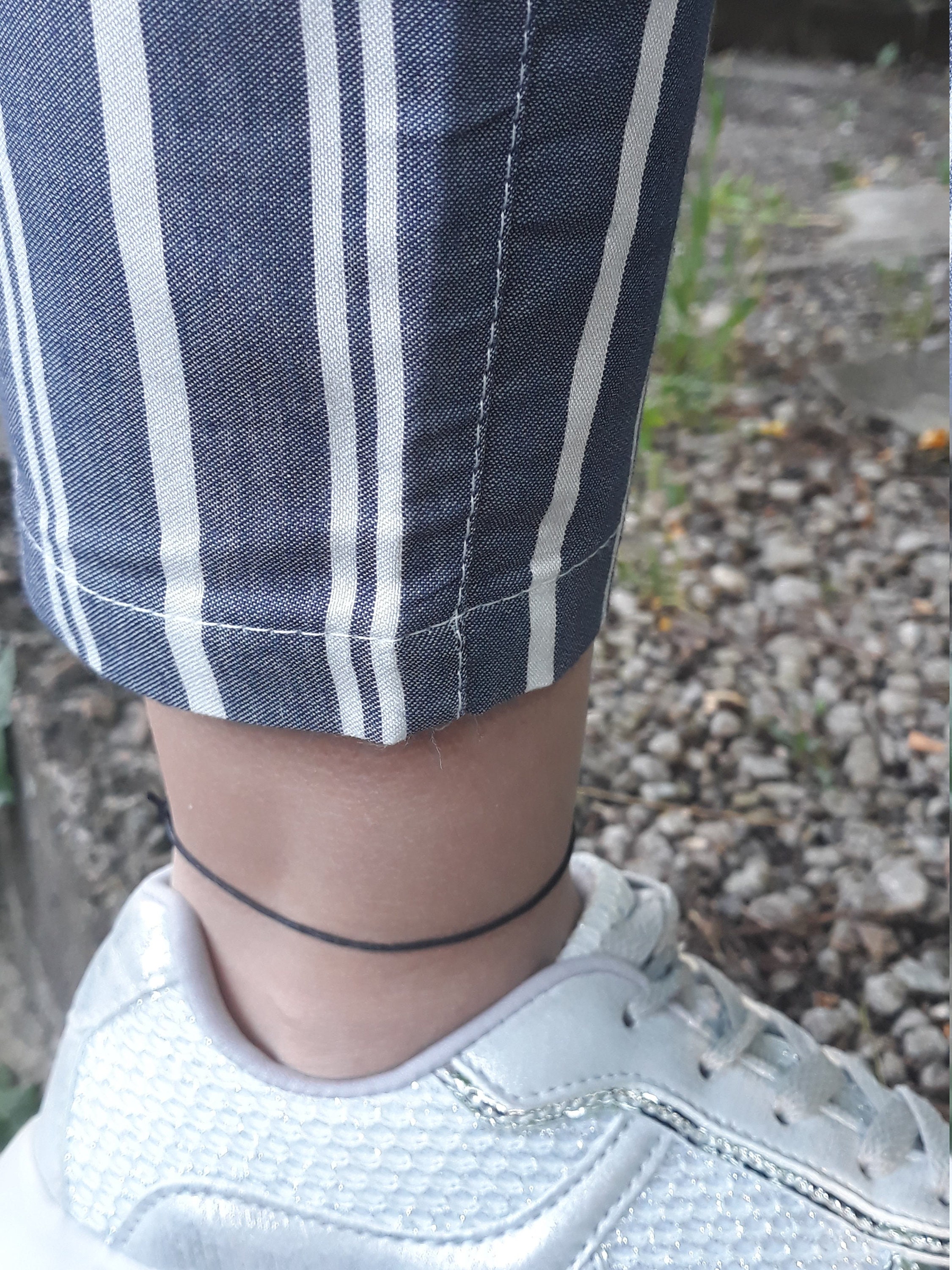 Bracelet De Cheville En Coton Ciré Noir Et Blanc - Unisexe Homme/femme/enfant - Style Plage
