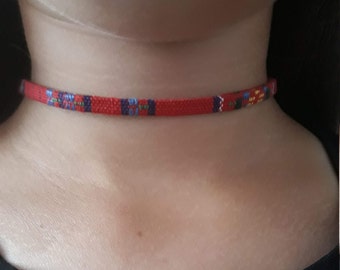 Boho Hippie Style Colorful Choker, Waterproof Fabric Necklace