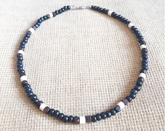 Men's Wooden Bead Necklace, Unisex Choker