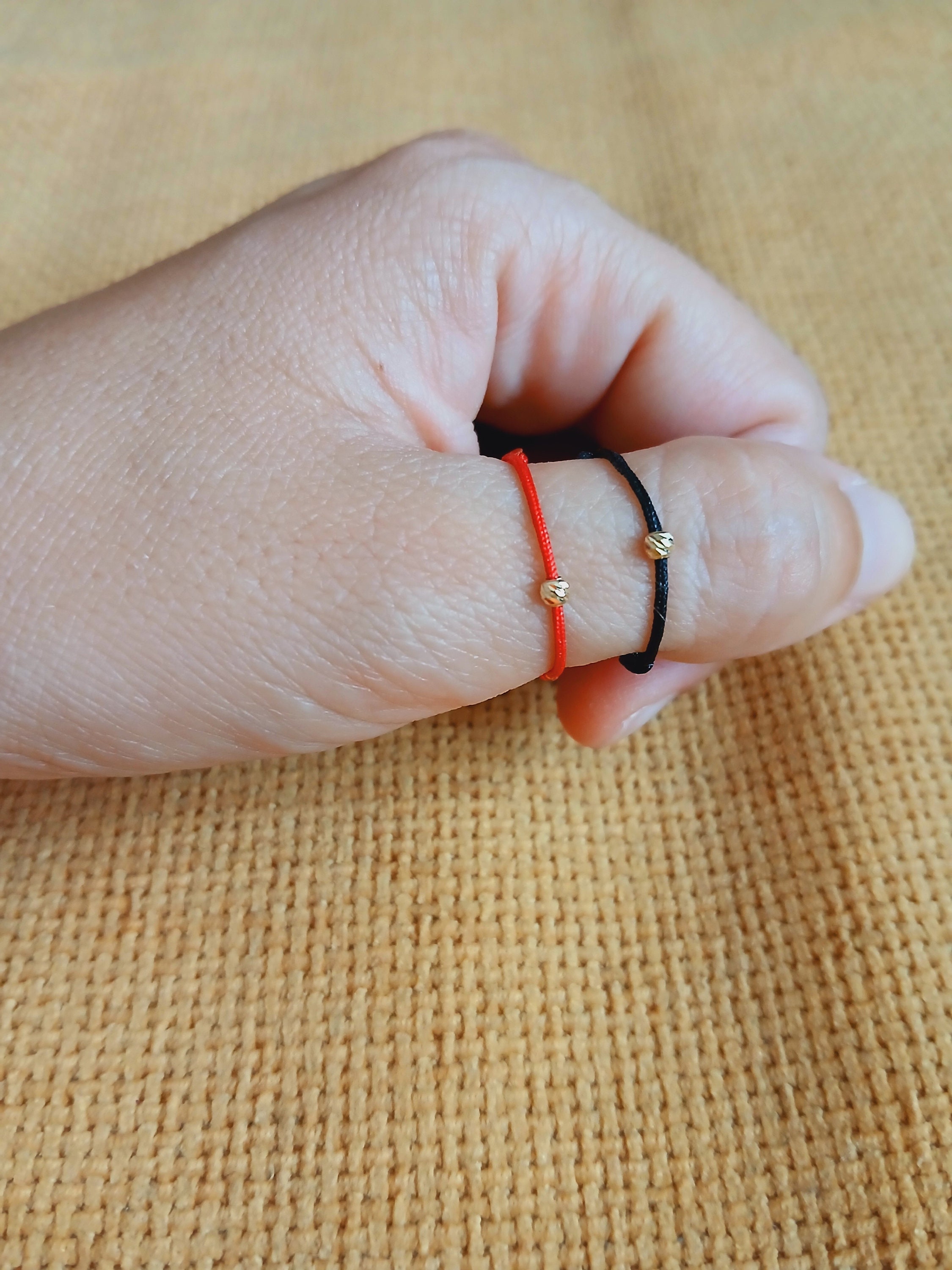 String With Ring Red String Ring With 14k Gold Bead, Luck and Protection - Etsy