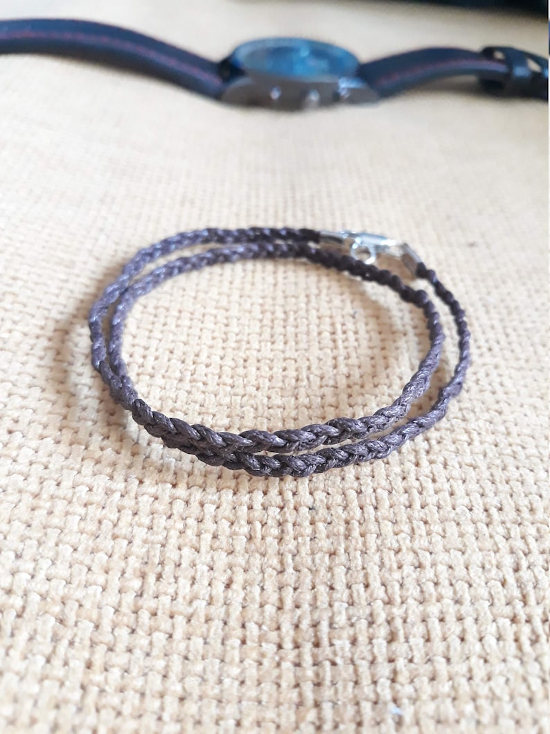 Men's Choker, Brown Wax Cord Choker, Braided Choker, Gift for Him