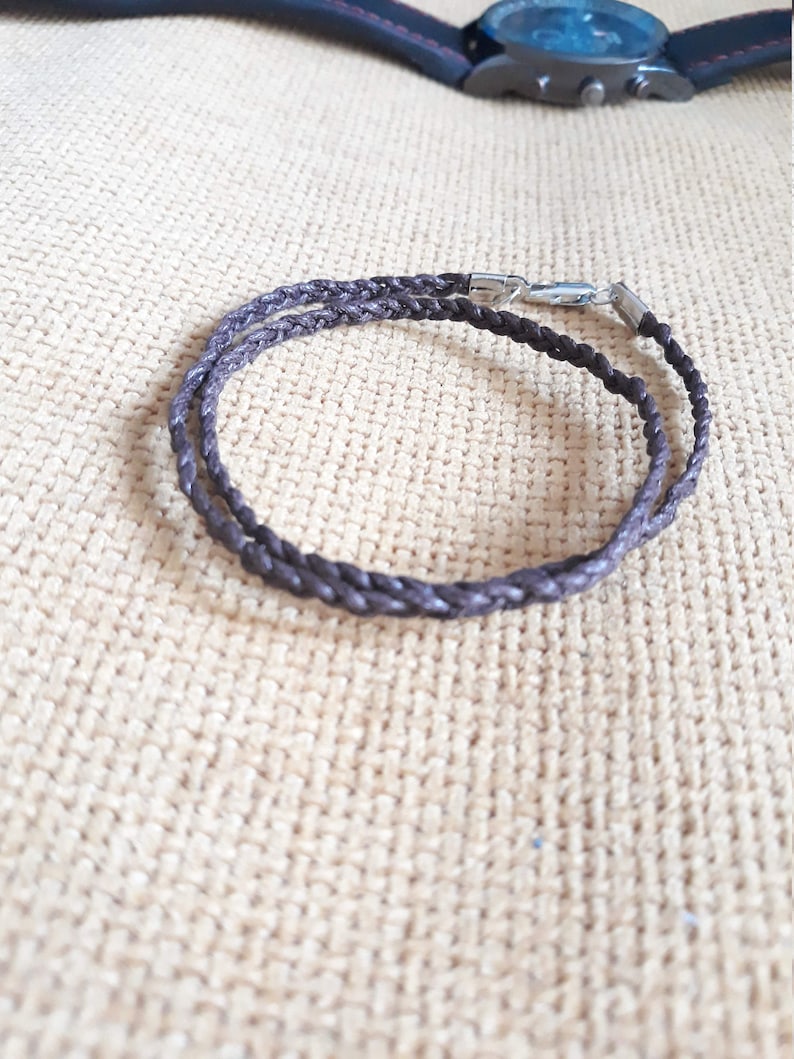 Men's Choker, Brown Wax Cord Choker, Braided Choker, Gift for Him