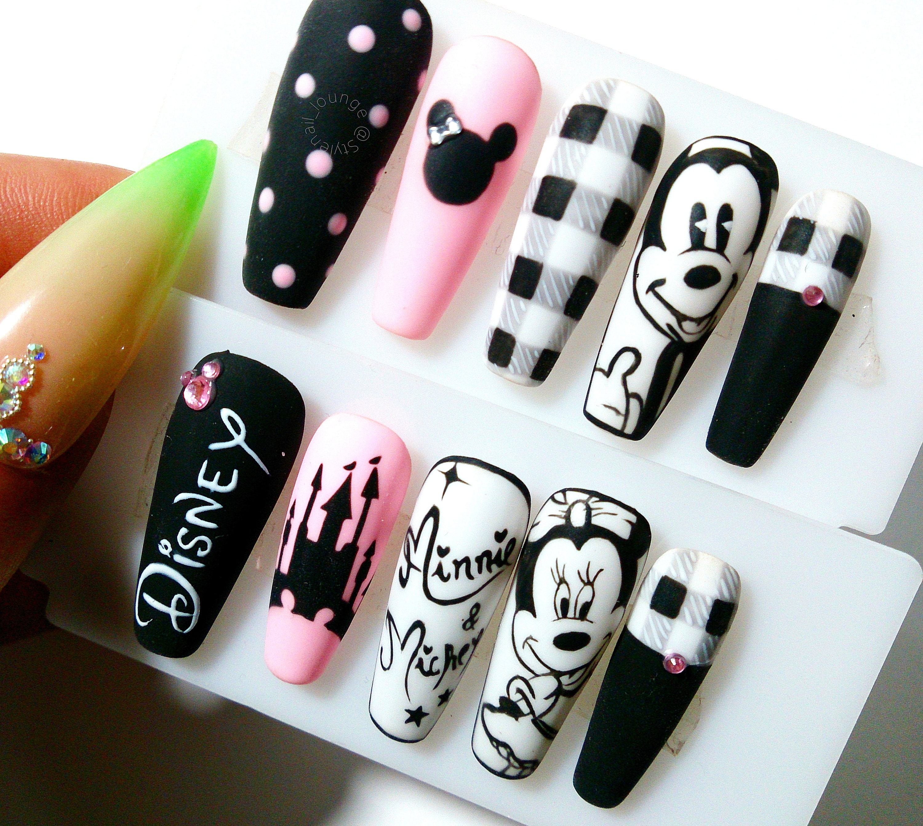 Disney Press On Nails Mickey Minnie Press Ons Cartoons Nails Etsy