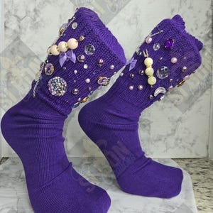 Custom purple Junk Socks, Socks, Slouch Socks, Custom Socks, Charm Socks