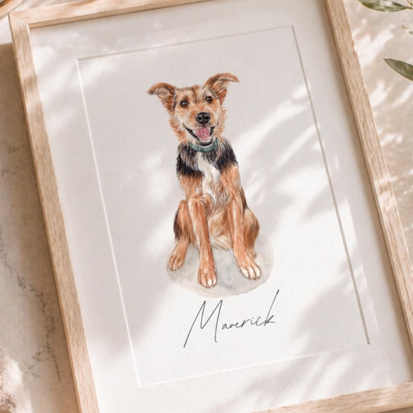 Custom Miniature Watercolor Pet Portrait Print Hand-painted from your Photo, Gift for Pet Lovers