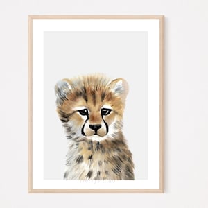 Watercolor Baby Leopard Painting Printable file, Nursery Wall Art Decor, Baby Animal Print