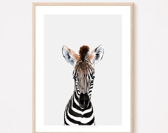 Nursery Wall Art Decor, Zebra Watercolor Painting Printable File, Safari Wall Decor, Baby Animal Print, African Animal Print