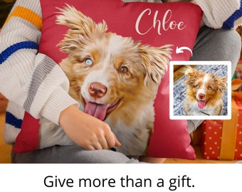 Custom Pet Portrait Pillow, Personalized Throw Pillow
