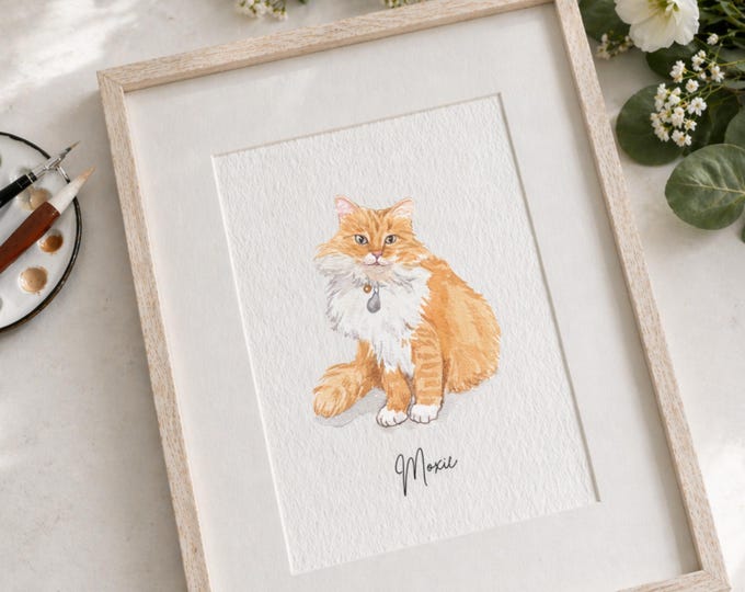 Custom Miniature Watercolor Pet Portrait Print Hand-painted from your Photo, Gift for Pet Lovers