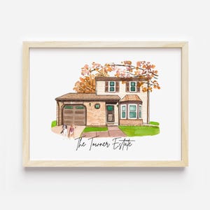 カスタム水彩画の家の絵画プリント、写真からの家の絵画、新築祝いのギフト、不動産業者の契約ギフト、初めての家へのギフト