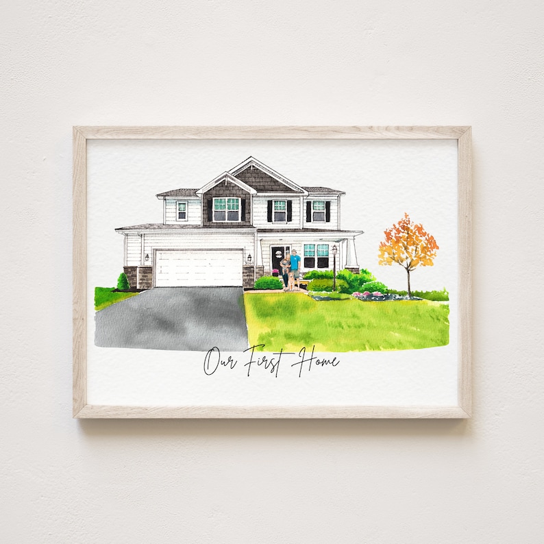 Custom Watercolor House Painting Print with Owner ,House Painting From Photo,Housewarming gift, Realtor Closing Gift,First Home Gift, image 4