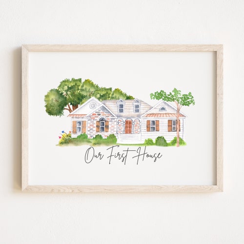House Portrait House Painting Housewarming Gift Realtor Etsy