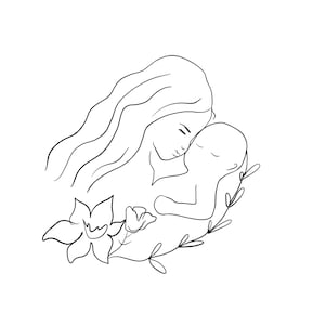 Motherhood Drawing Print File | SVG and PNG Digital Download files | Minimalist Wall Decoration