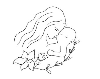 Motherhood Drawing Print File | SVG and PNG Digital Download files | Minimalist Wall Decoration
