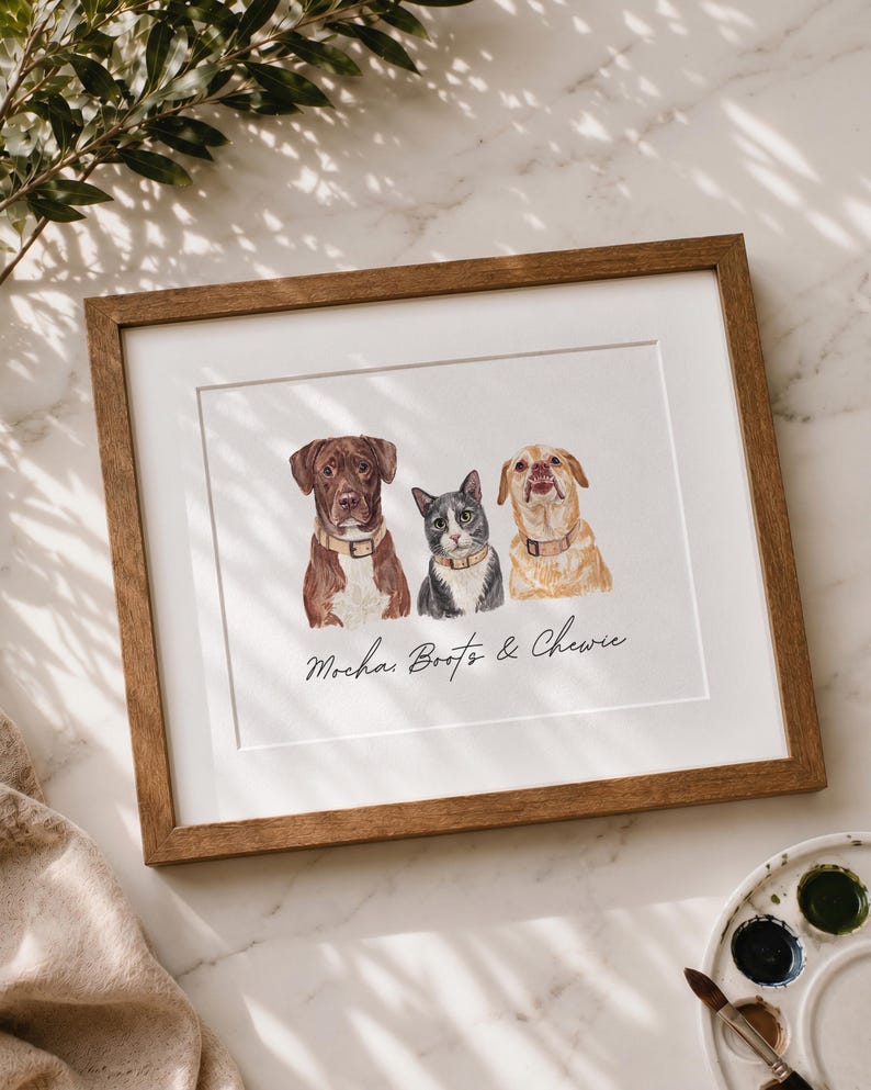 Custom Miniature Watercolor Pet Portrait Print Hand-painted from your Photo, Gift for Pet Lovers image 10