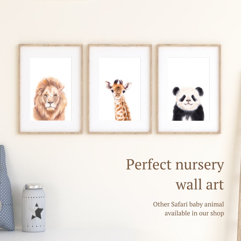 Giraffe Printable Wall Art, Nursery Wall Decor, Watercolor Giraffe Painting, Baby Animal Print, Safari Nursery Art image 4