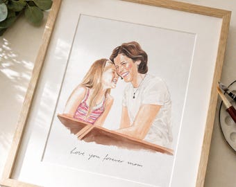 Custom Family Watercolor Portrait Hand Painted from Photo for Mother's day Gifting