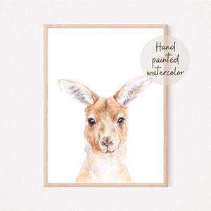 Kangaroo Printable Wall Art, Nursery Wall Decor, Watercolor Giraffe Painting, Baby Animal Print, Safari Nursery Art