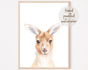 Watercolor Kangaroo Print, Baby Animal Nursery Art (Digital Download)