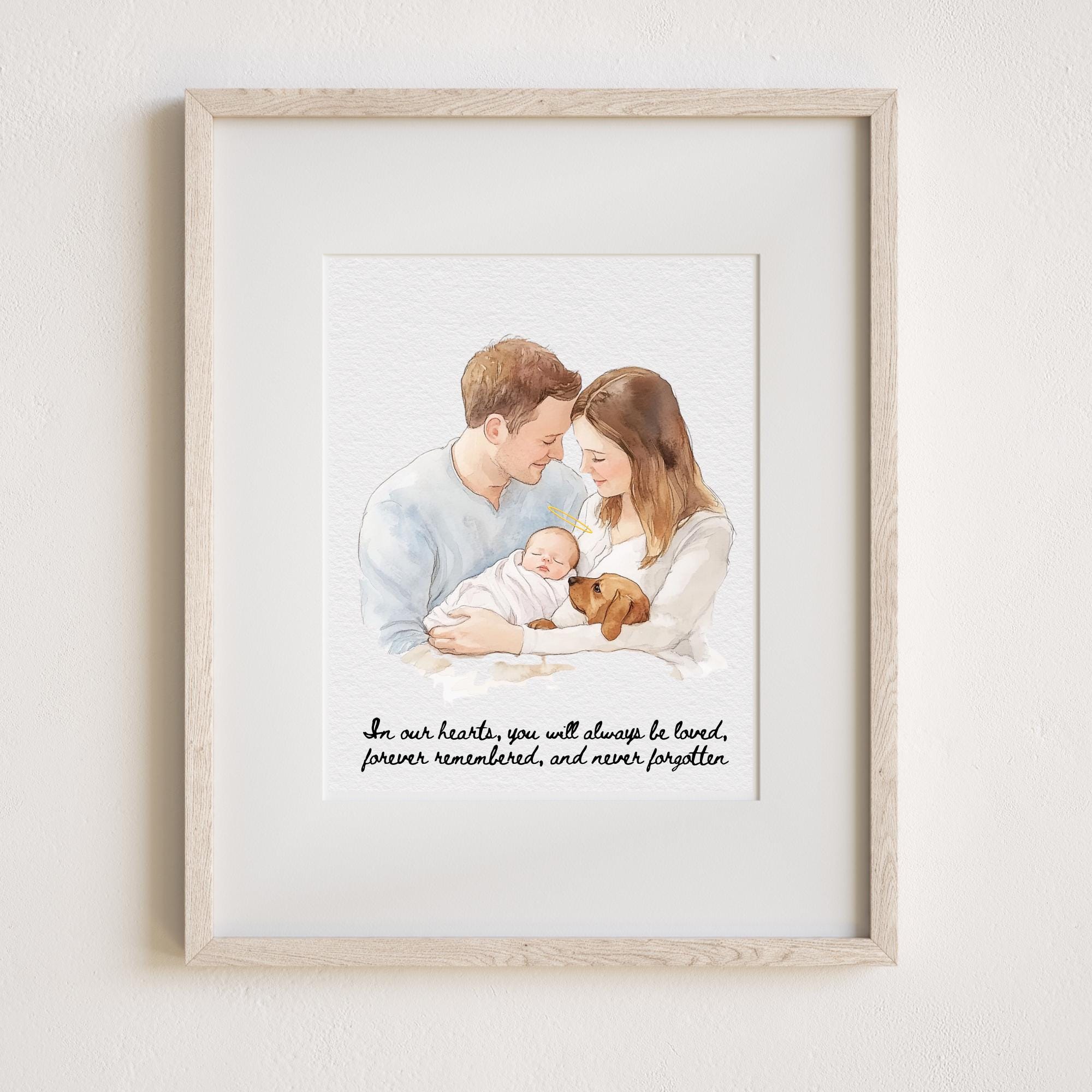 Custom Miscarriage/Infancy Loss Portrait Watercolor Painting Print – Miscarriage & Infant Loss Art, Stillborn Memorial, Sympathy Gift
