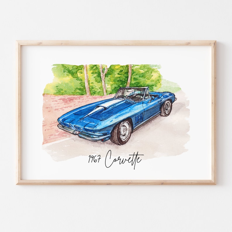 Car Painting From Photo, Car Paintings, Car Drawing from Photo, Custom Watercolor Portrait,Personalized Gift for Boyfriend, Gift for Him image 3