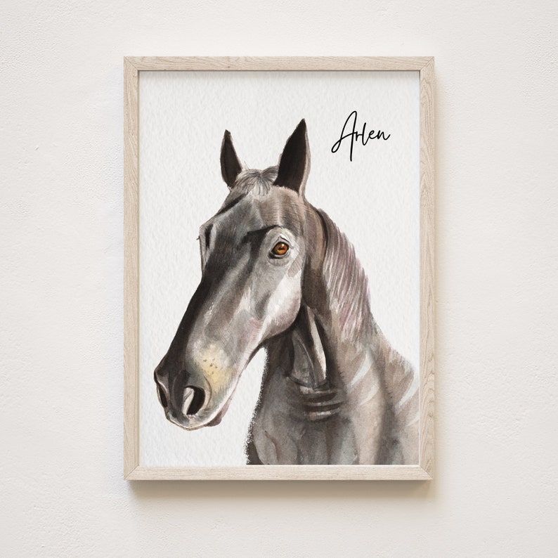 Custom Watercolor Horse Portrait Print , Horse Painting From Photo, Watercolor Horse Painting Hand Painted from Photo, Pet memorial gift image 3